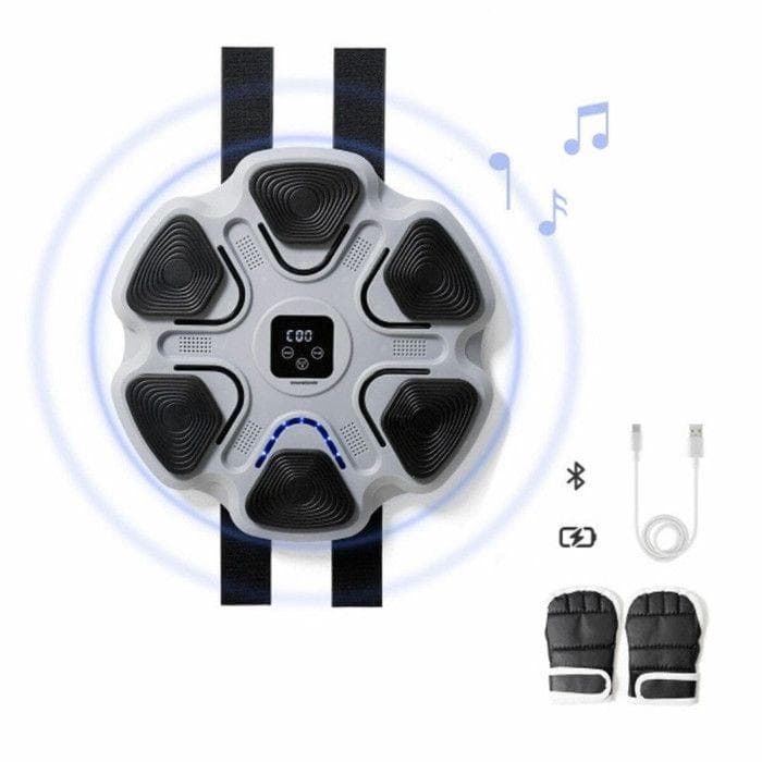 Musikalisk Boxningsmaskin - INNOVAGOODS - Uppladdningsbar - Bluetooth - Digital Skärm - 6 Slagpaneler grå