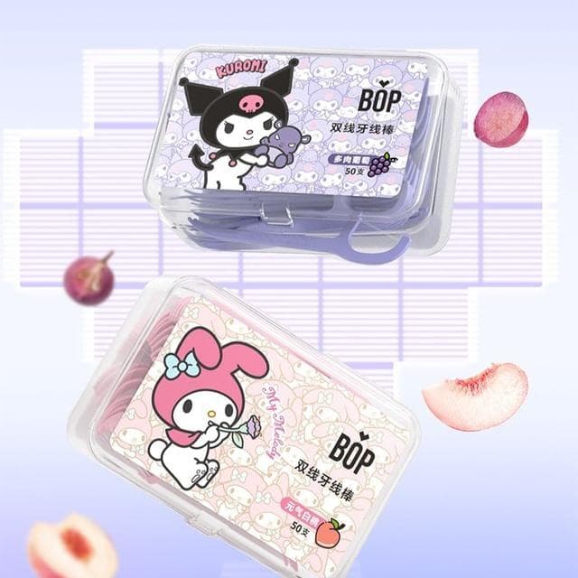 BOP - Engångsplasttandpetare med dubbeltråd Sanrio Limited Edition - 2 Smaker
