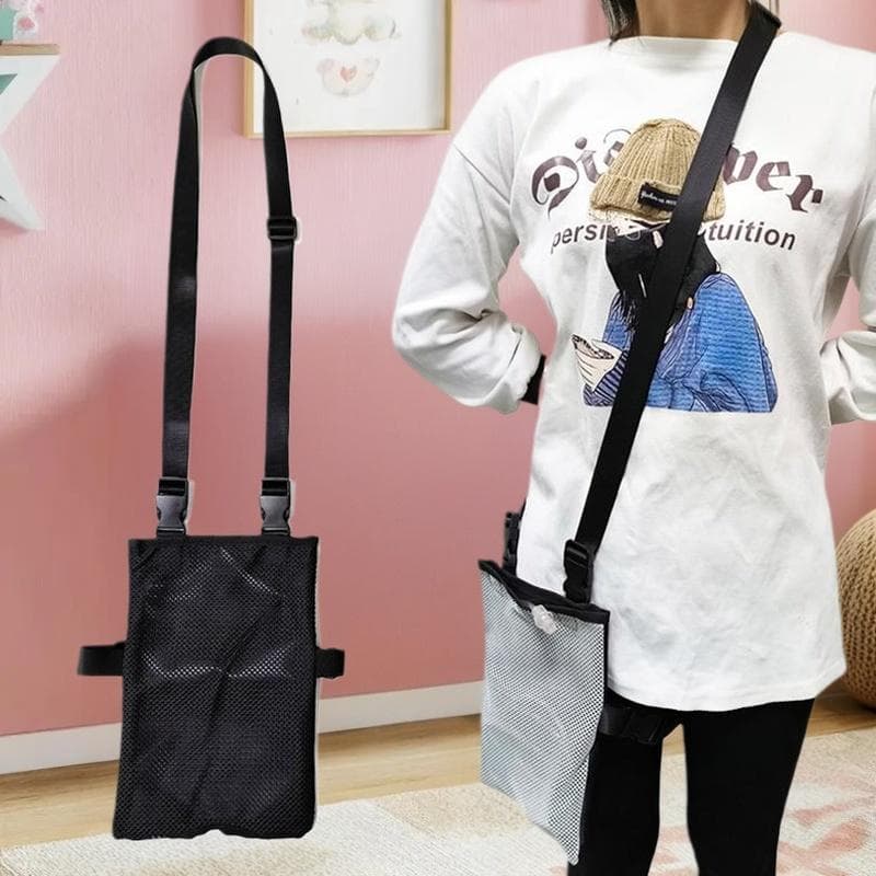Urinpåsehållare med stor kapacitet Patient Urinpåse Äldre Dränagepåse Kateterhållare Andningsbart Nät Urinuppsamlingspåse svart