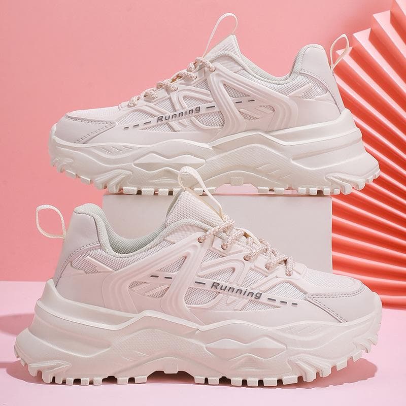 Mode Kvinnor Platform Sneakers Lättvikts halkfria löparskor Elastisk höjd Ökad utomhusträningsskor för kvinnor Plus Size cm vit/svart