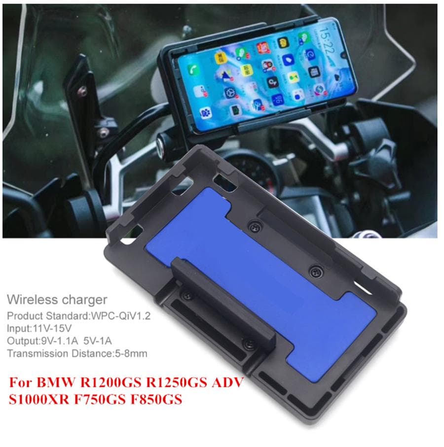 NY För BMW R1200GS R1250GS ADV S1000XR F750GS F850GS Trådlös laddare Snabbladdning Mobiltelefon Navigationsfäste