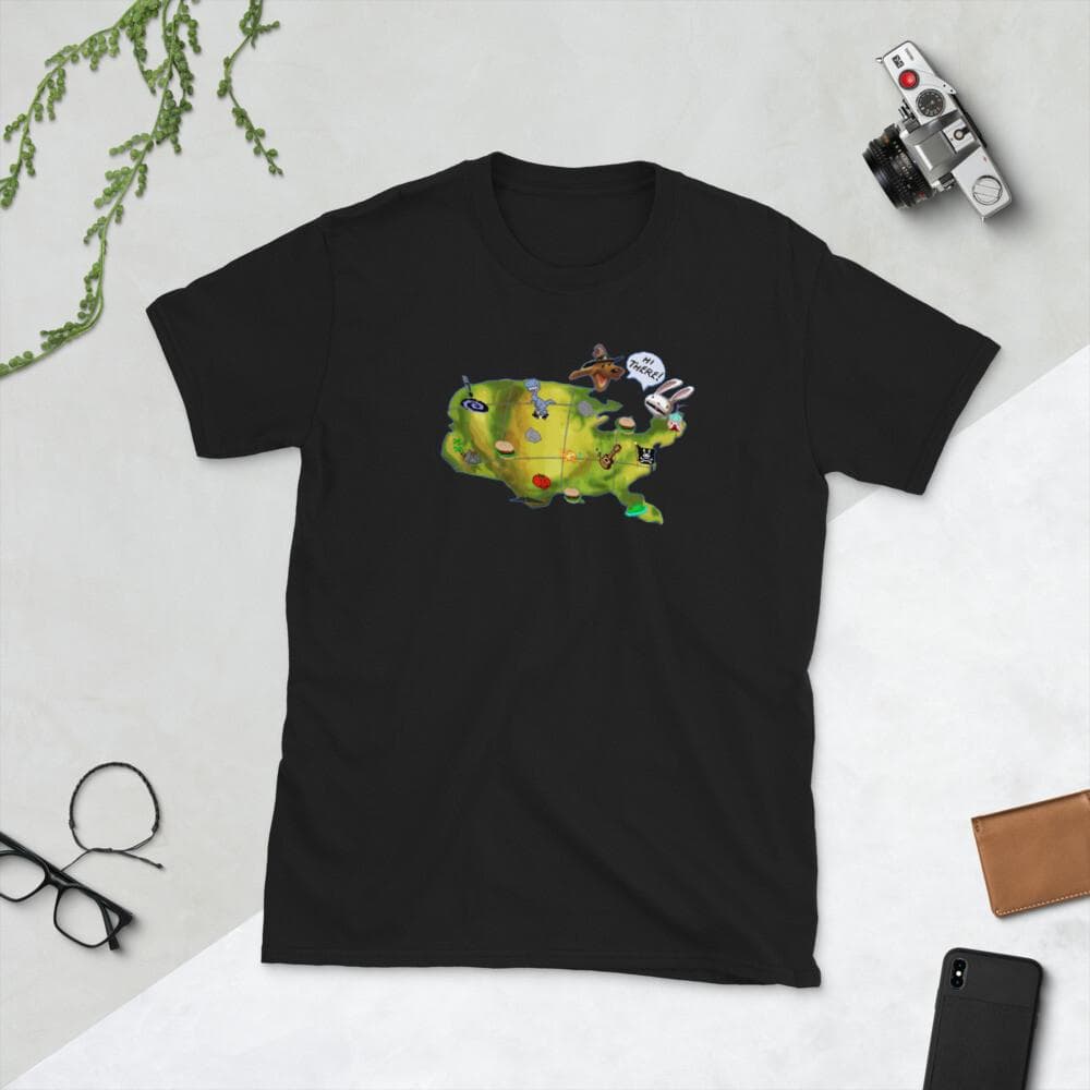 Sam and Max Hit the Road USA US-karta TV-spel retro Kortärmad Unisex T-shirt cm