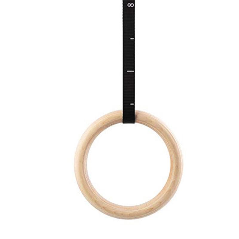 1 ST Björk Träningsringar Gymnastik Trä Justerbar Övning Pull Ups Träning 28/32 MM Ringar (Lyftlina ingår ej)