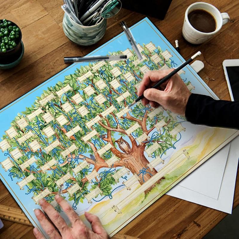 Fyll i Släktträd Diagram Fyllbar Anförvanstavla Släktträd Diagram Genealogi Gåvor För Barn Att Lära Känna Sin Familj