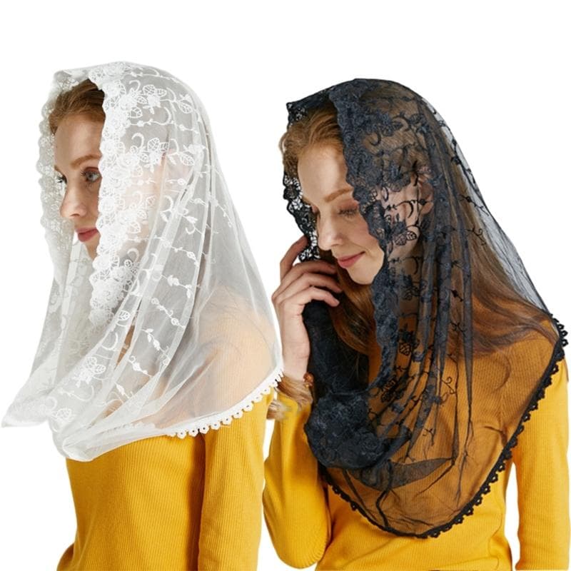 Kyrkomässkläde Spets Kapellslöja Mässkläde Mantilla Slöja Katolsk Kyrka Slöja vit