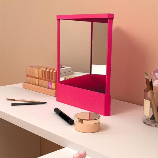 Spegel Precision TRUE Bild Sminkspegel Bordsspegel Utan Förstoring Verkliga Reflektioner rosa röd färg