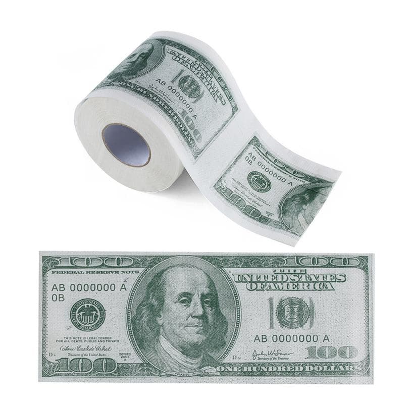 Roligt Hundradollarssedel Toalettpapper Pengarulle $100 Nyhetspresent 2-lagers Pappershanddukar Tissue Badrumsartiklar