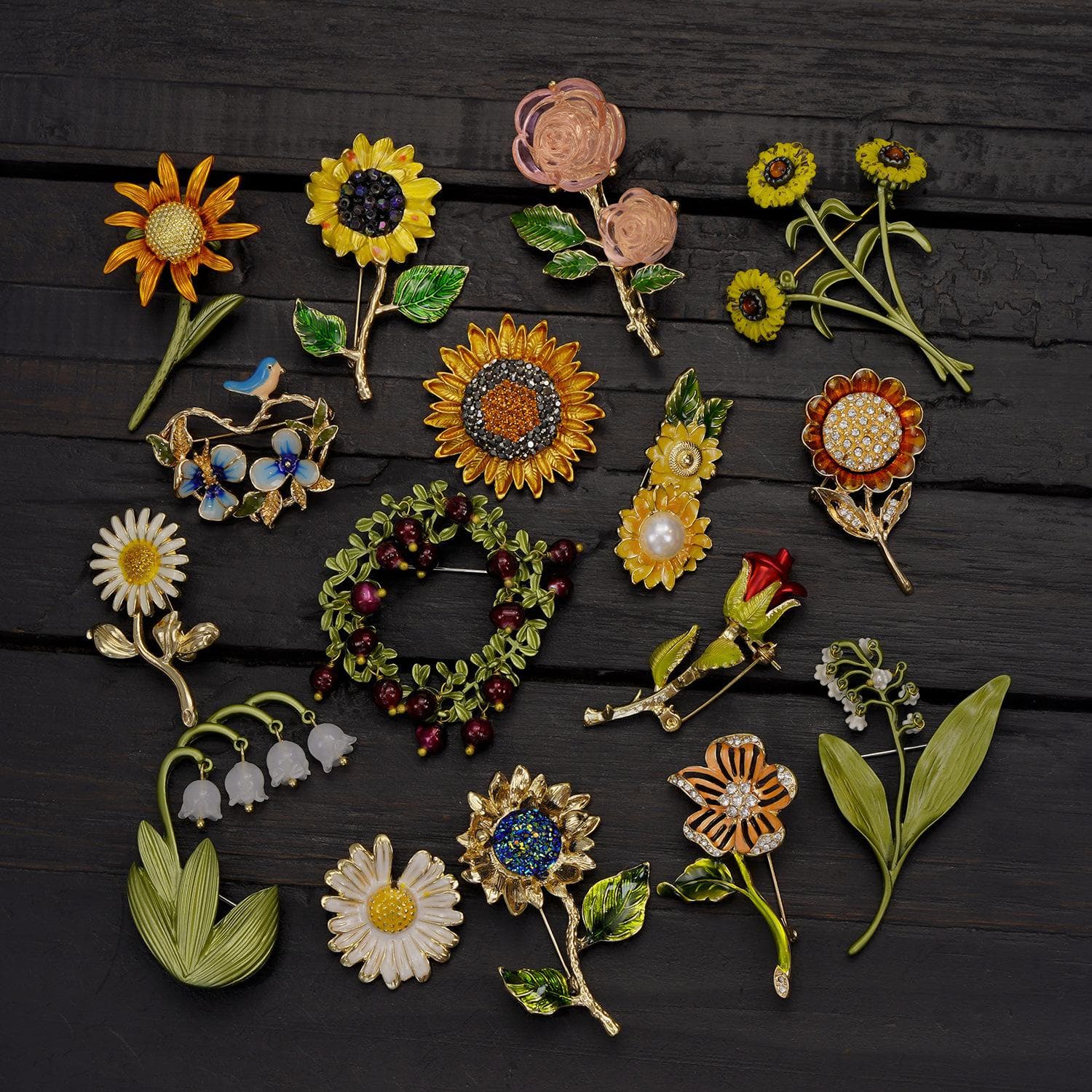 Vintage Domstolsväxter Blomma Brosch Medeltida Festbrosch Kvinnliga Accessoarer Metallmärke