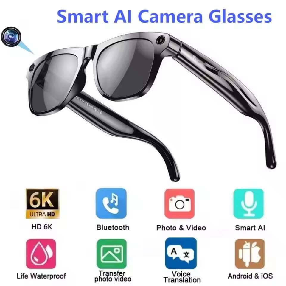 1080P HD AI Smarta Glasögon Chat GPT 100MP Kamera Solglasögon Bluetooth-samtal 260mAh Batteri Röstassistent Kontroll Smarta Glasögon