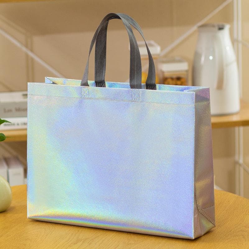 Modelaser shoppingväska Vikbar ekologisk matväska Stor återanvändbar förvaringspresentväska Tote Vattentät tyg Non-woven handväska ljusblå