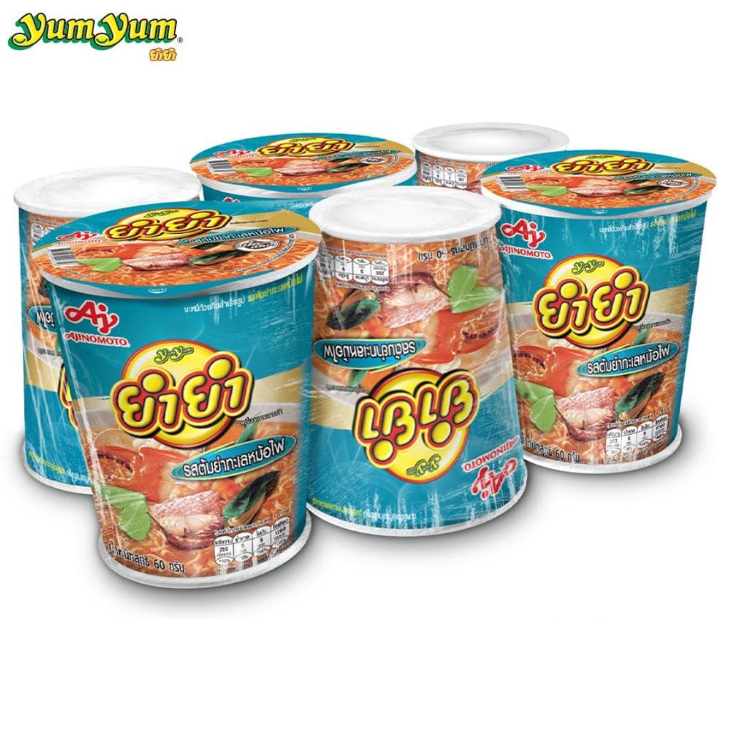 Yum Yum Cup TemTem, Tom Yum Ta Lay Mor Fai Flavor, 60 g, 6 st - Thai Instant Noodle
