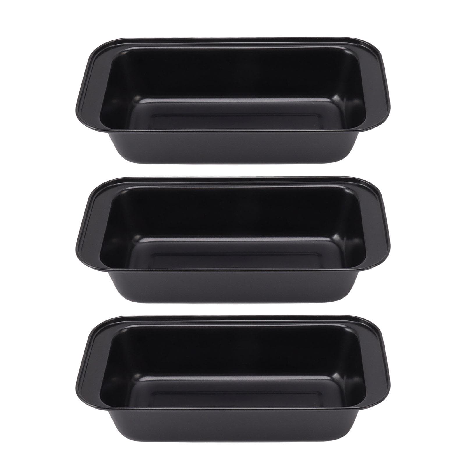 3 st Non-Stick Bakform Kolstål med Beläggning Limpbrödsform Låda Rektangulär Svart