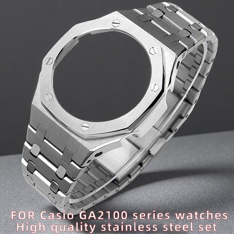 För Casio G-Shock GA-2100 GA-2110 Farmhouse Oak Modifierat Rostfritt Stål AP-stil 3:e Generationen 4 Representativa med Fodral