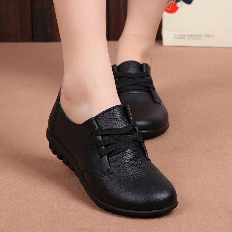 modedesigner Dam Balettskor Svart Äkta Läder Loafers Vardagsskor Nytt Buty Damskie Låg Klack Chaussure Femme 89km cm svart