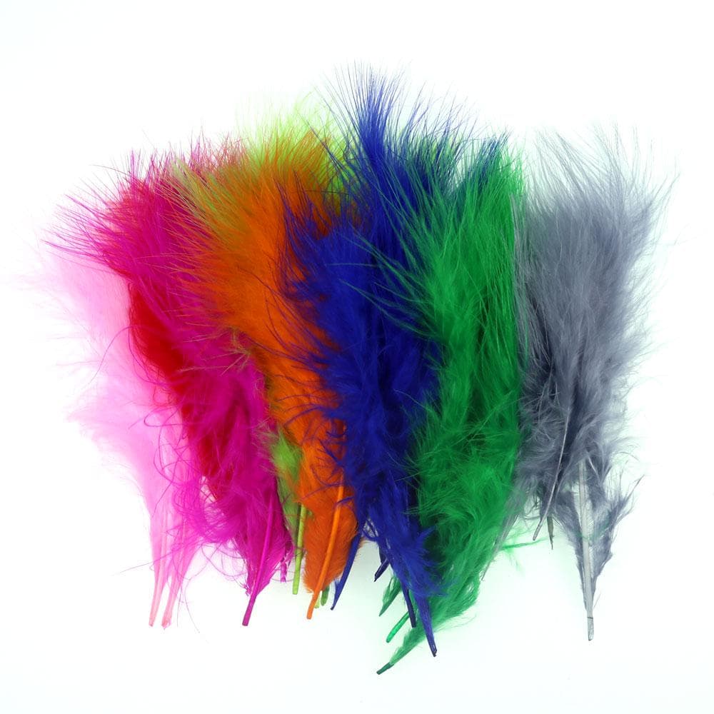 50 st/förpackning Färgad lång Marabou fjäder för Streamer Flug Bly Jig Ulllig Bugger Leech Flugbete Fisk Kopplingsmaterial Vit