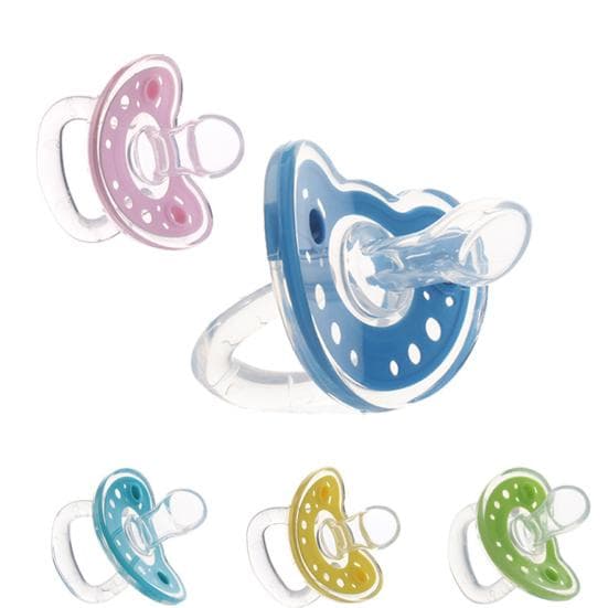 Nyfödd spädbarn Baby mjuk silikon dummy napp platt rund huvud napp rosa