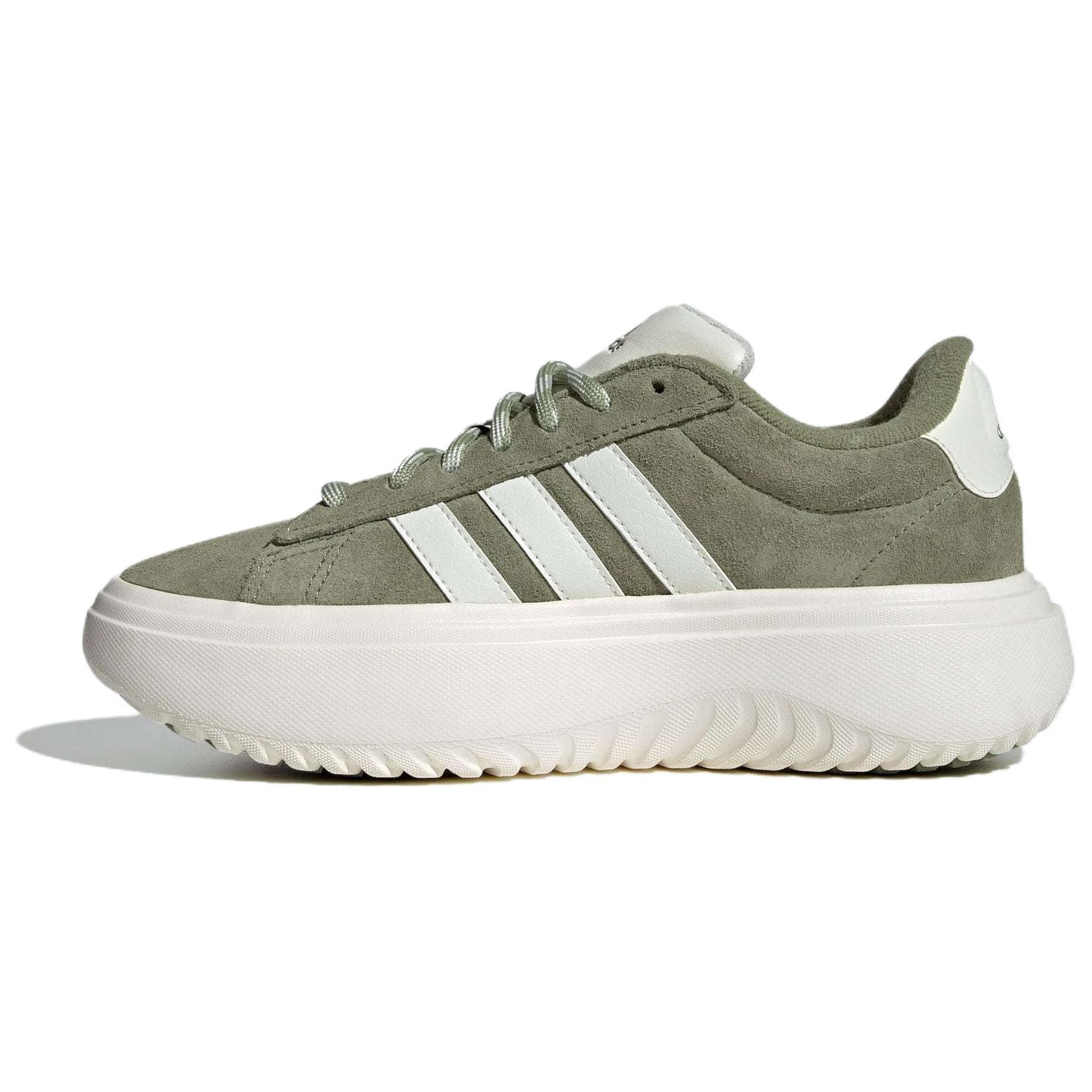 Adidas Grand Court Platform Bekväma Mångsidiga Lågskurna Livsstil Casual Skor Dam Sneaker Grön Vit IH2431 cm