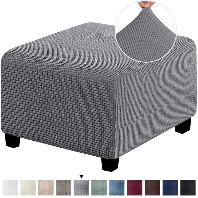 3 Storlekar Fyrkantig Jacquard Slitstark Anpassad Stretch Fotstöd Ottoman Överdrag Vikbar Förvaringspall Möbelskydd Överdrag