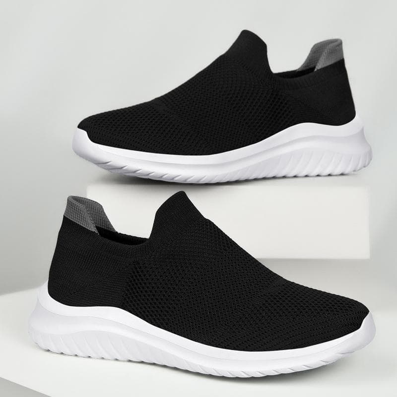 Par Lätta Andningsbara Sneakers Mesh Lätta Promenad Andningsbara Sommar Bekväma Casual Sockskor Sneakers 35-45 cm svart/vit