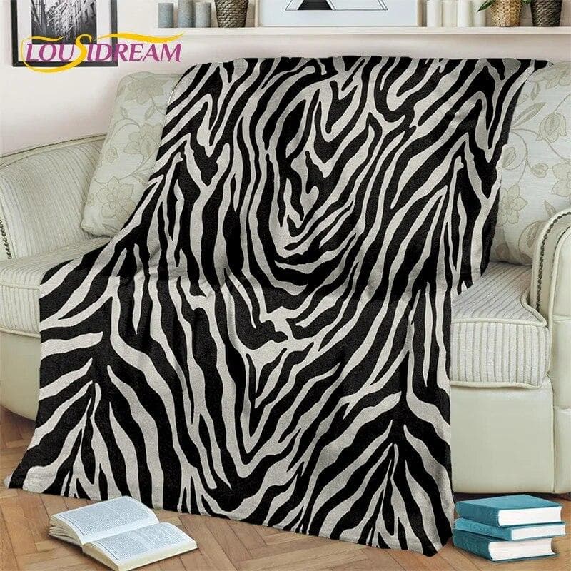 3D färgglada Zebra Stripe Mönster HD-filt, Mjuk slängfilt för hemmets sovrum Bäddsoffa Picknick Resekontorsöverdrag Filt Barn