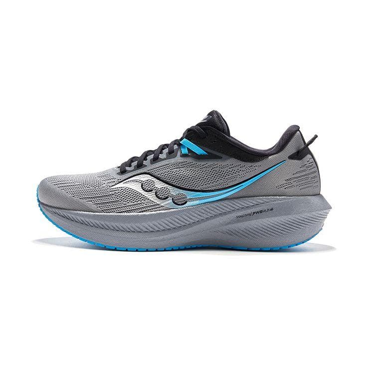 Saucony Triumph 21 Snörning Slitstark Vattentät Andningsbar Lågskuren Träning Stadspendling Löparskor Herr sneaker Grå Svart S20881-20 cm