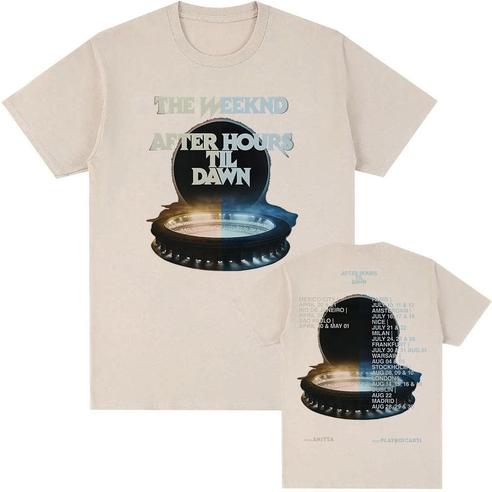 After Hours Til Dawn Theweeknd Tour 2026 T-shirt Bomull Kortärmad Rundhalsad T-shirts Unisex Casual Gatustil T-shirts cm
