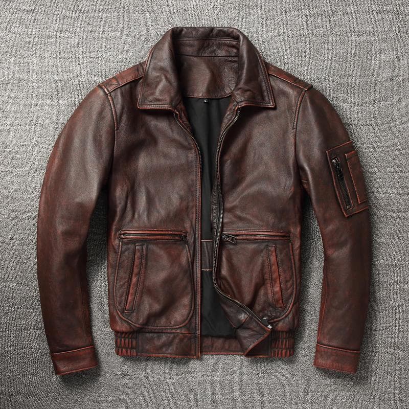 Ny jacka i äkta läder Vintage brun kohudsjacka Herr Militärpilotjackor Flygvapnets flygkläder Storlek S -5xl cm