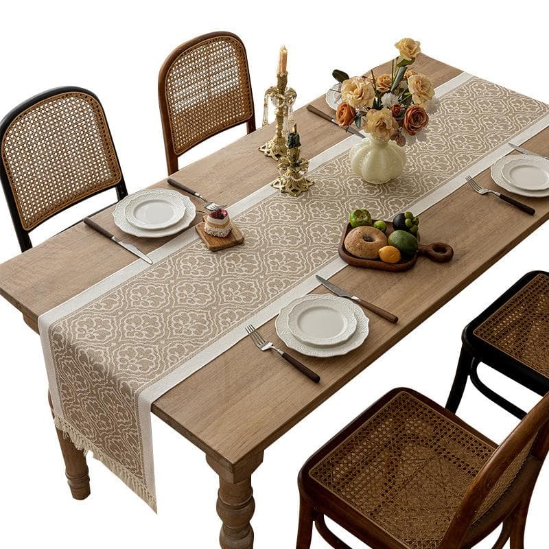 Bordslöpare, BohoTable Runner Vintage vävda bordsdekorationer med tofs för middagsfest