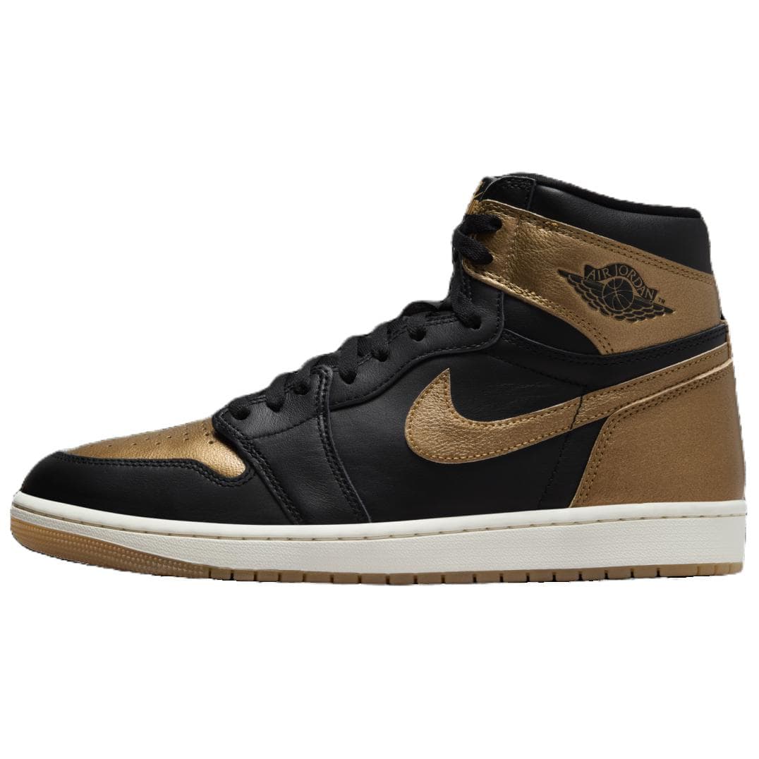 Air Jordan 1 Retro High OG Svart Guld Unisex Sneakers Metallic-Guld Sail DZ5485-071 cm
