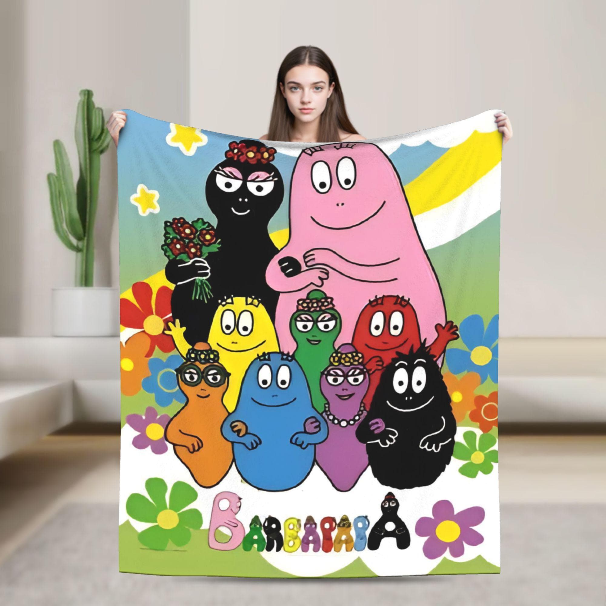 Supervarm filt Camping Barbapapa Barbamama Familj Pläd Flanell Sängkläder För Heminredning Estetisk Soffsängsöverdrag