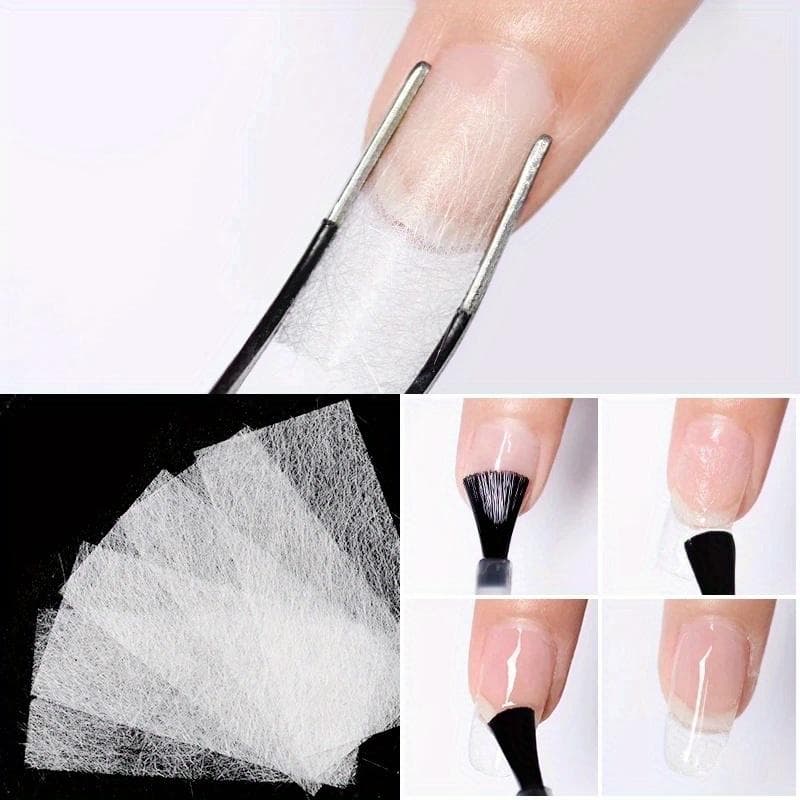 10 st/set Silke Glasfiber För Nagel Förlängningsform Non-Woven Silke UV Gel Byggande Fiber Fransk Akryl DIY Manikyr Tillbehör