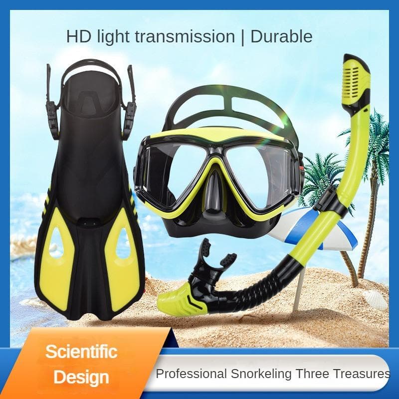 Vatten Helt Torr Dykmask Andningstub Fötter Snorkling Tredelat Set Utomhus Dykning Sportutrustning Vuxen Dykglasögon Snorklingsset svart
