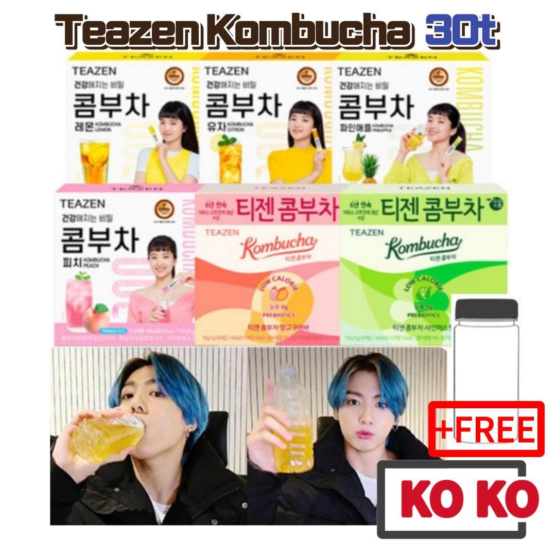 [TEAZEN] Kombucha Powder 6 smaker 30T / Citron, Citron, ananas, persika, mango guava, shine musköt