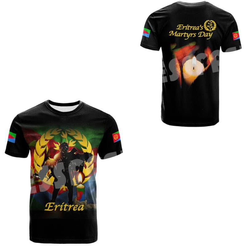 Eritrea Flag Eritrean Logo 3D Print T-shirts Toppar T-shirts Kortärmad Casual O-hals Streetwear Abrham Eritrea T-shirt M