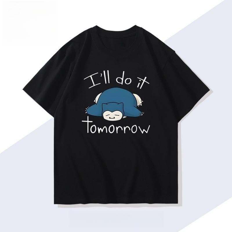 Pokémon Handheld Spel Snorlax T-shirt Sommar Ny Herr- och Dam Japansk Harajuku Trend Lös Casual Kortärmad Topp cm