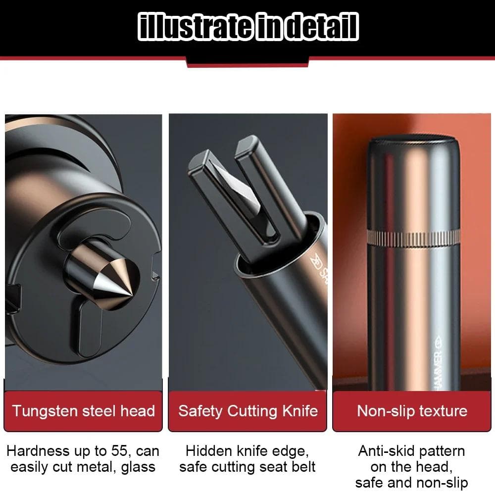 2 i 1 bilsäkerhetshammare Emergency Glass Breaker Cut Säkerhetsbältet Hög hårdhet Tungsten Steel Rescue Tool Biltillbehör
