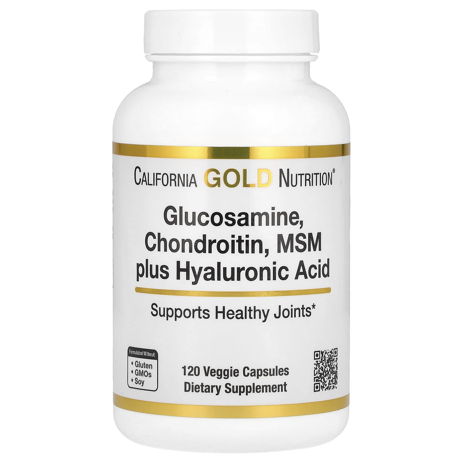 California Gold Nutrition, Glukosamin Kondroitin, MSM Plus Hyaluronsyra, 120 Veggie Kapslar