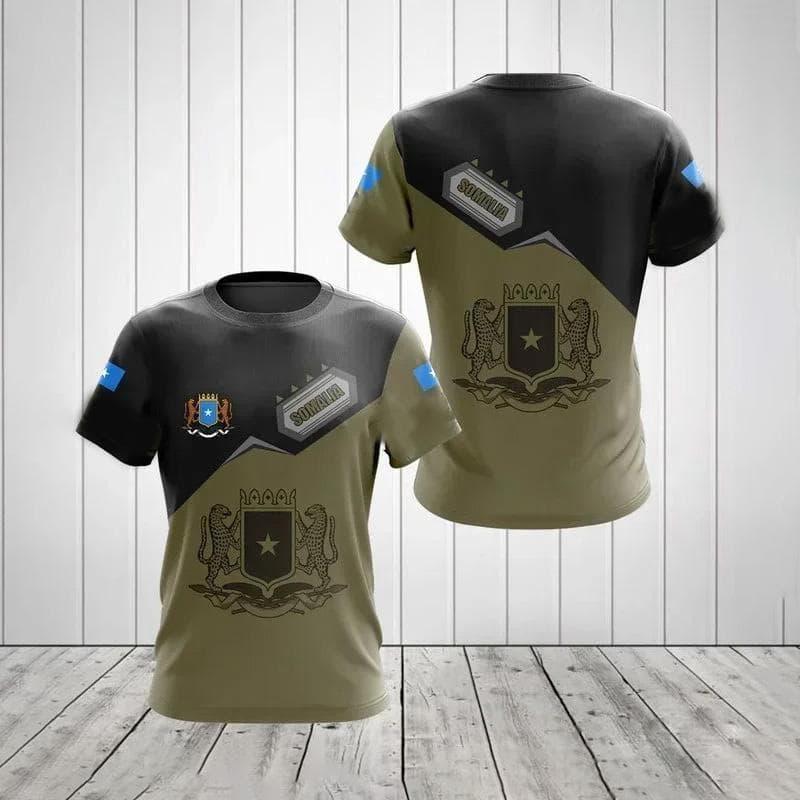 Somali Flag Badge 3D-tryckt mesh Polyester T-shirt Topp sommar T-shirt Herr Shortsärmar Sportkläder XXXL grön
