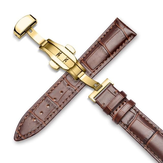 Klockarmband 18 mm 19 mm 20 mm 21 mm 22 mm 24 mm klockband i äkta läder kalv Alligator Grain klockarmband för Tissot Seiko 21mm