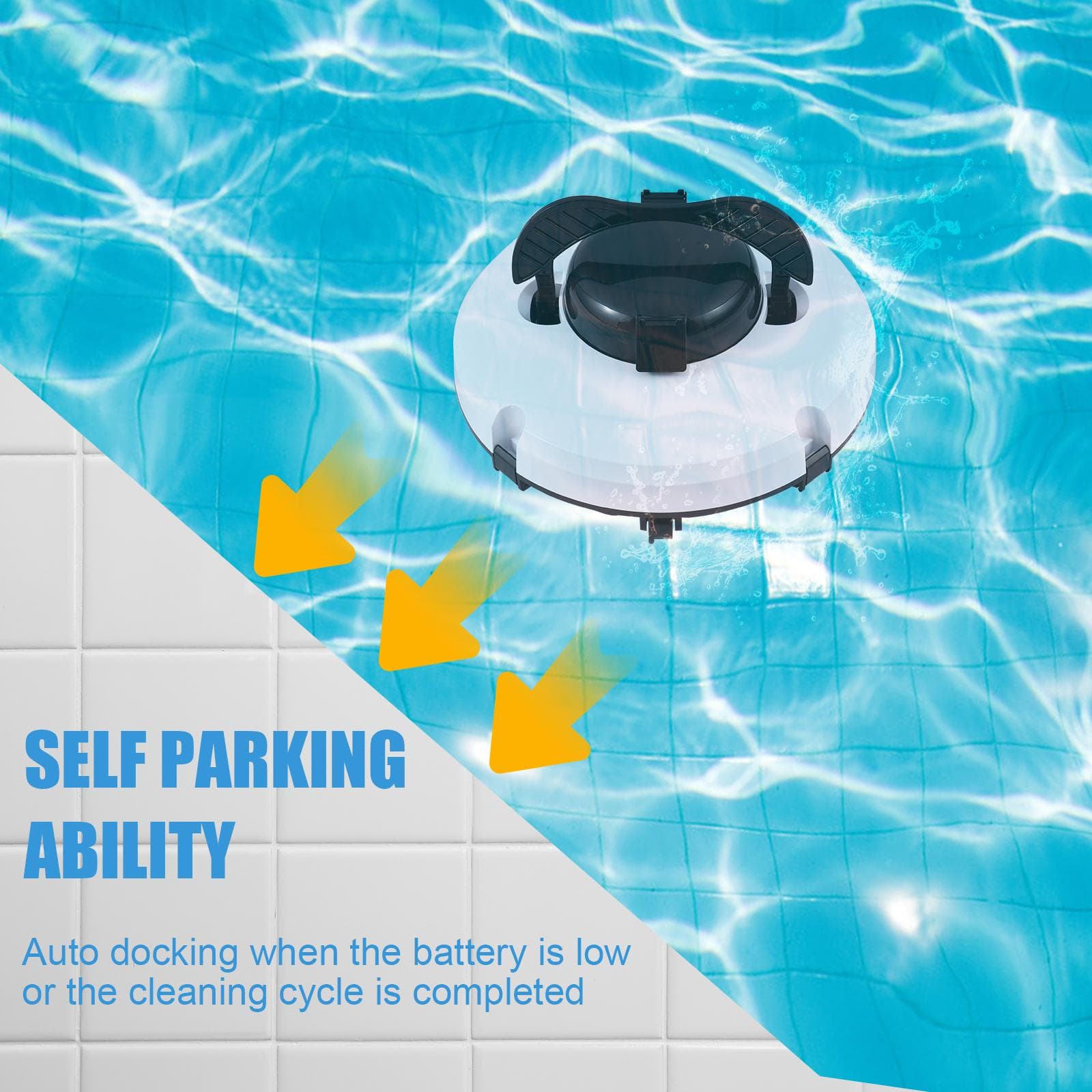 Sladdlös Robotic Pool Cleaner IPX8 Vattentät Dual-Motor Stark Sug Självparkering 120Min svart