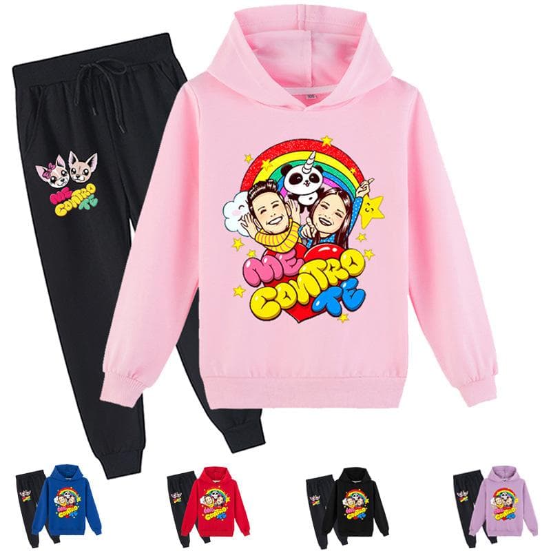 Fashion Me Contro Te Tryckt Barn Huvtröjor Byxor 2st Set Pojkar Flickor Huvtröja Joggingbyxor Casual outfit cm violett