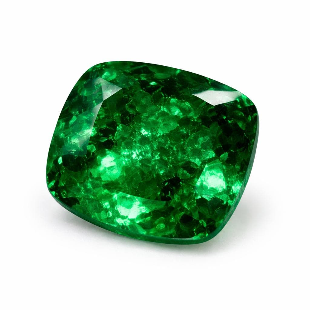 Naturlig Grön Colombiansk Smaragd 7.32ct Fyrkantig Kuddslipad Certifierad Lös Ädelsten grön