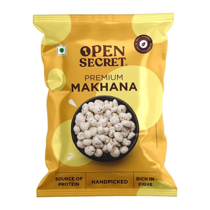 Open Secret Makhana | 200g | Phool Makhana, Foxnötter, Lotusfrön för att äta, Premium Rå Naturell Phool Makhana (Paket om 1)