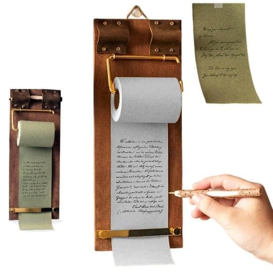 Vintage rullblock med trärulle, avrivningsblockdispenser, återanvändbar hängande anslagstavla för hemkontor