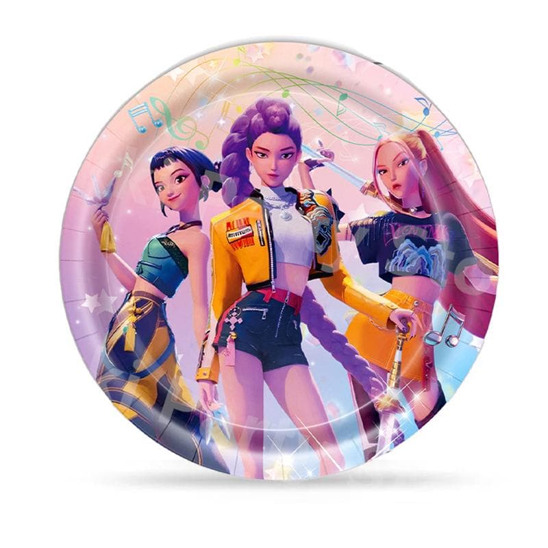 Kpop Demon Hunters Festtillbehör Klistermärken Ballonger Festgåvor Engångsservis Dukar Tallrikar Koppar Babyshowerleksaker