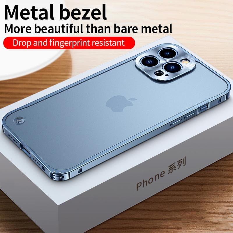 Lyxig metallram Linsskyddslock i aluminium Telefonfodral för Iphone 13 Pro 14 Pro Max 12 Pro Max 11 Matt genomskinligt skal