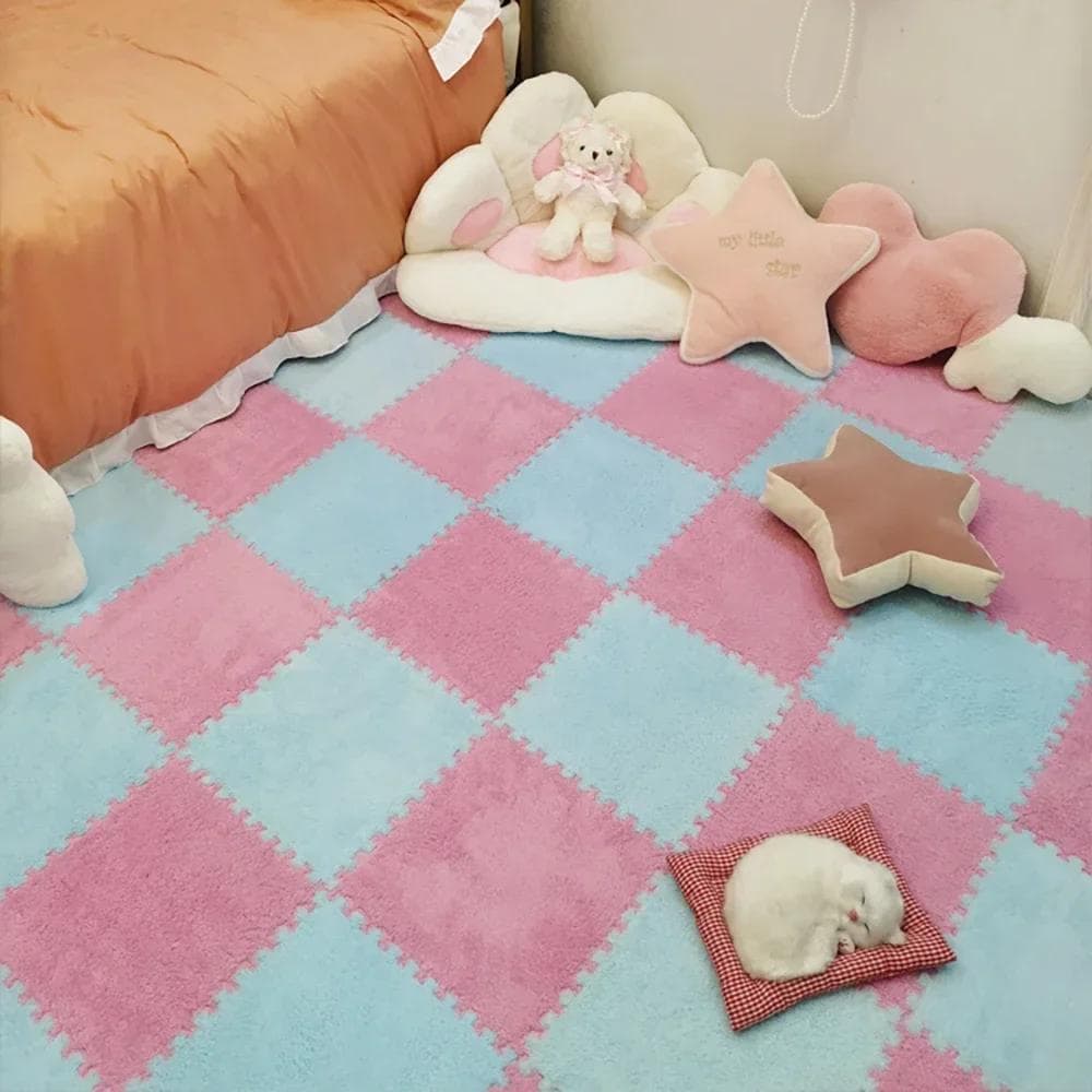 20st Plysch Barnmatta EVA Foam Pussel Baby Lekmatta Barnmattor för rummet Varma babyleksaker Sammankopplade mattor Matta