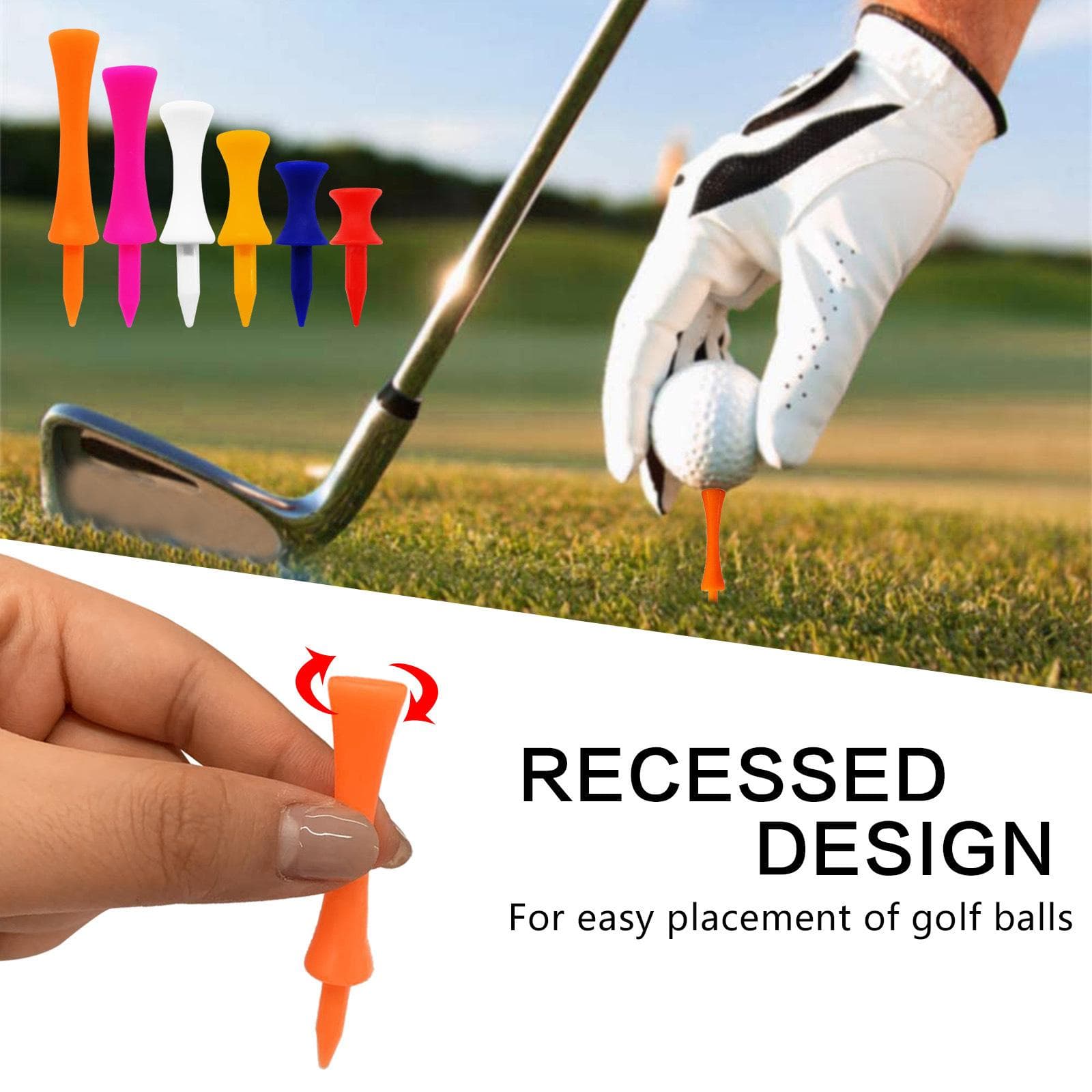 70 st Golf Obrytbar Steg Ner Peggar Professionell Höjdkontroll Slottstee Ersättning Plast Golfpegg Lätt att Använda flerfärgad