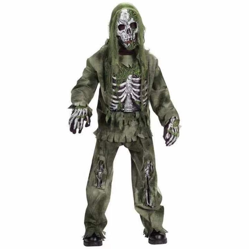 Creations Zombie-kostym för barn vuxen Läskig skelett Levande död Zombie-kostym Monsterkostym för Halloween Spooktacular 160cm