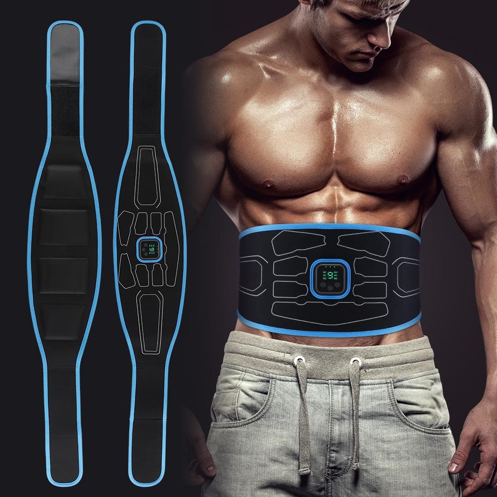 Smart EMS Magtränare Muskelstimulator Toner Fitness Vibration Midjebälte Kroppsbantningsbälte Elektrisk viktminskning unisex blå